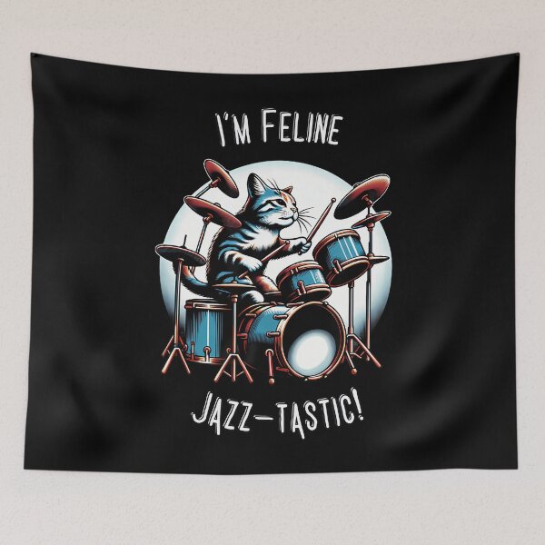 Item preview, I'M Feline Jazz-Tastic Funny Cute Cat Playing Drums designed and sold by VivanLaurel.