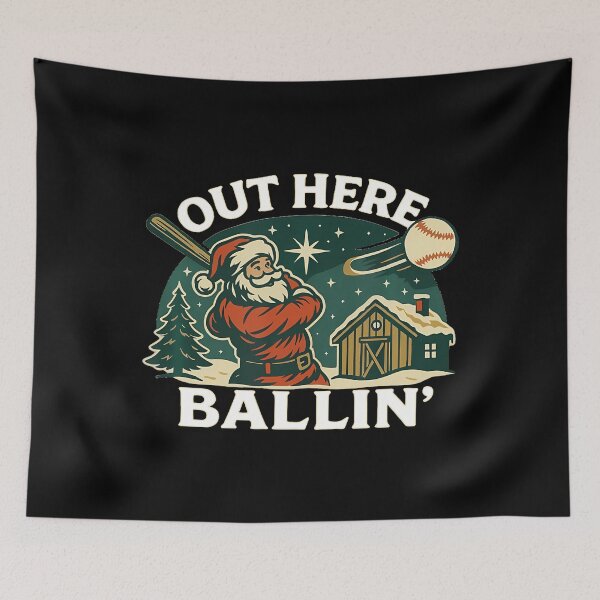 Item preview, Baseball Out Here Ballin Santa designed and sold by AdellBridgett.