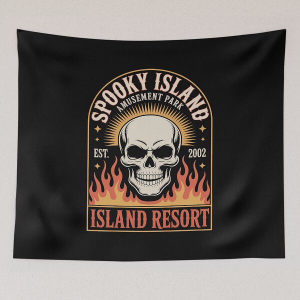 Item preview, Spooky Island Est 2002 Amusement Park Skull Halloween designed and sold by milanforbes.