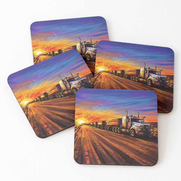 Item preview, Road Train at Sunrise – Australian Outback Trucking Artwork designed and sold by Campingtreats.