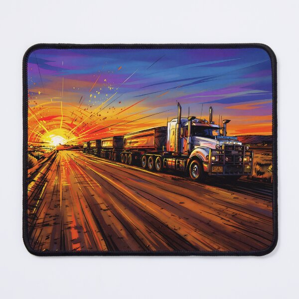 Item preview, Road Train at Sunrise – Australian Outback Trucking Artwork designed and sold by Campingtreats.