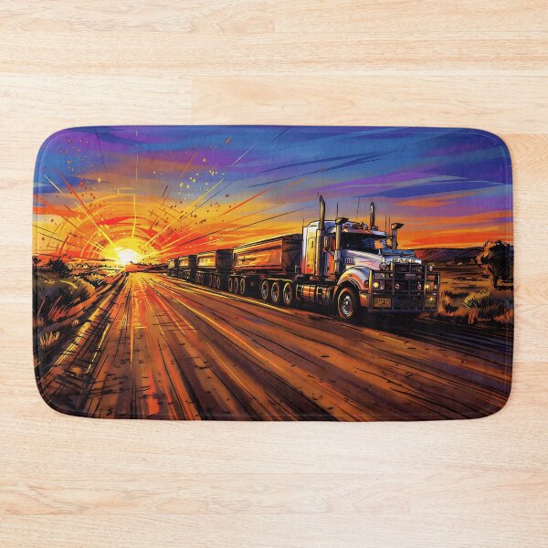 Item preview, Road Train at Sunrise – Australian Outback Trucking Artwork designed and sold by Campingtreats.