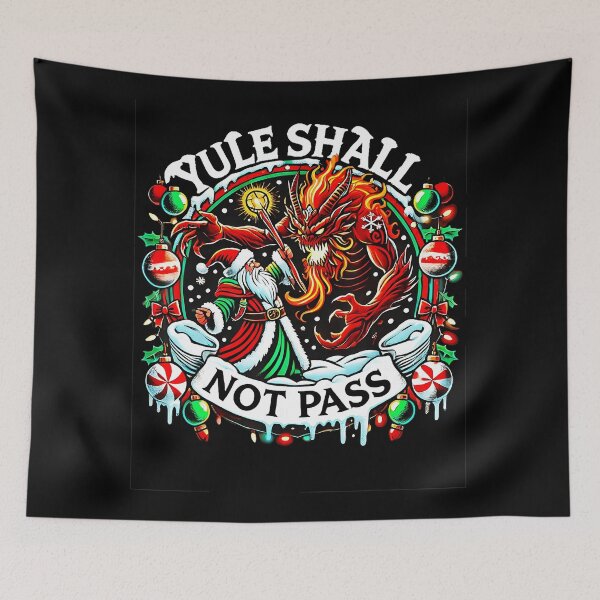 Item preview, Retro Vintage Creepmas Yule Shall Not Pass Wizard Santa Xmas  designed and sold by JEFDodsonArt.