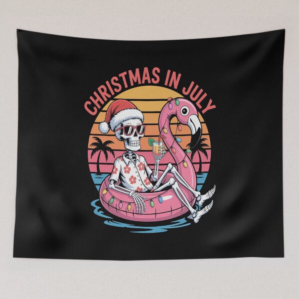 Item preview, Christmas in July Skeleton Flamingo Float Summer Xmas designed and sold by Moxizz.