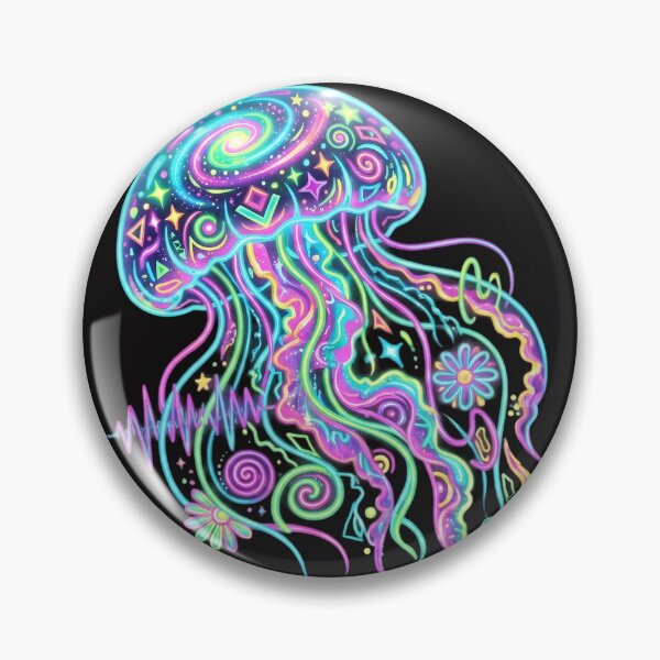 Item preview, Psychedelic Jellyfish Neon Festival Rave Gear Trippy Space Ocean Tee designed and sold by auxincaftan0o.