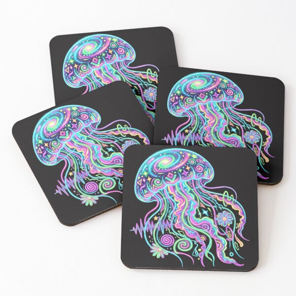 Item preview, Psychedelic Jellyfish Neon Festival Rave Gear Trippy Space Ocean Tee designed and sold by auxincaftan0o.