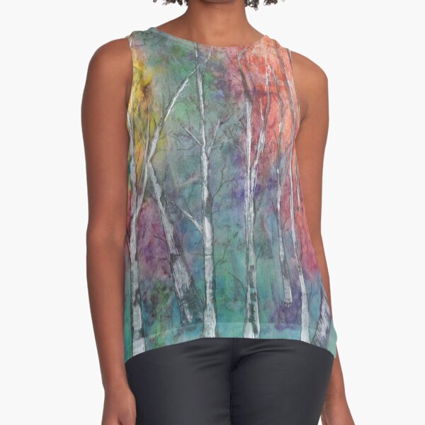 "Flaming forest", Nature doesn't care series, watercolor Sleeveless Top