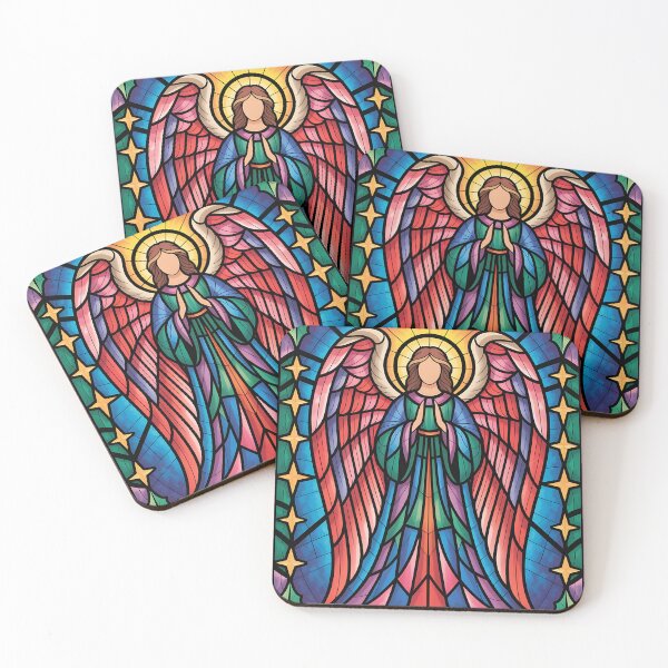 Item preview, Colorful Stained Glass Angel – Vibrant Spiritual Artwork with Wings and Radiant Light designed and sold by Beamiverse.