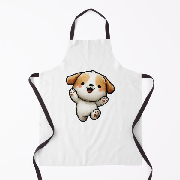 Item preview, ecstatic chibi puppy dog happy paws raised welcoming celebration jumping adorable pet animal cartoon illustration designed and sold by Mimoshi ⭐⭐⭐⭐⭐.