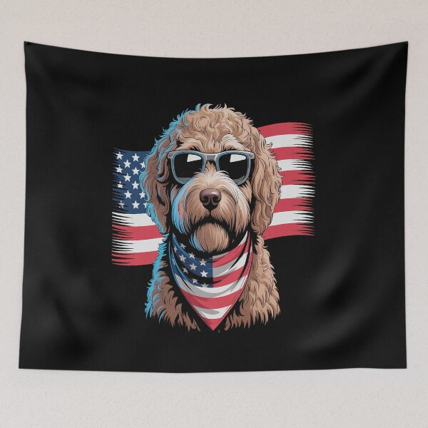 Item preview, Goldendoodle 4th of july patriotic golden doodle dog designed and sold by Moxizz.