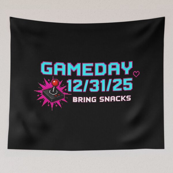 Item preview, Retro Pixel Gameday Design with Joystick, Cyan Text and 12/31/25 Event Reminder designed and sold by SplashTastic.