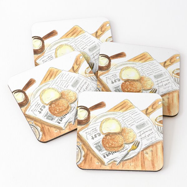 Item preview, Cozy Cream Puffs and Coffee Watercolor Illustration | Rustic Bakery Dessert Art designed and sold by Green2711.