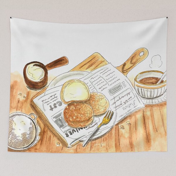 Item preview, Cozy Cream Puffs and Coffee Watercolor Illustration | Rustic Bakery Dessert Art designed and sold by Green2711.