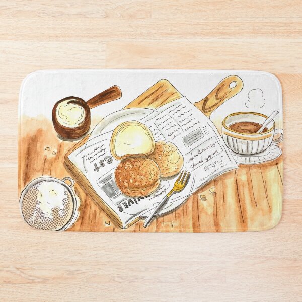 Item preview, Cozy Cream Puffs and Coffee Watercolor Illustration | Rustic Bakery Dessert Art designed and sold by Green2711.