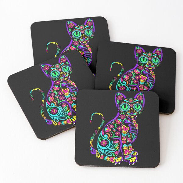 Item preview, Cat Kitty Kitten Paws Sugar Skull Calavera Halloween Gato designed and sold by TyrelKoch.