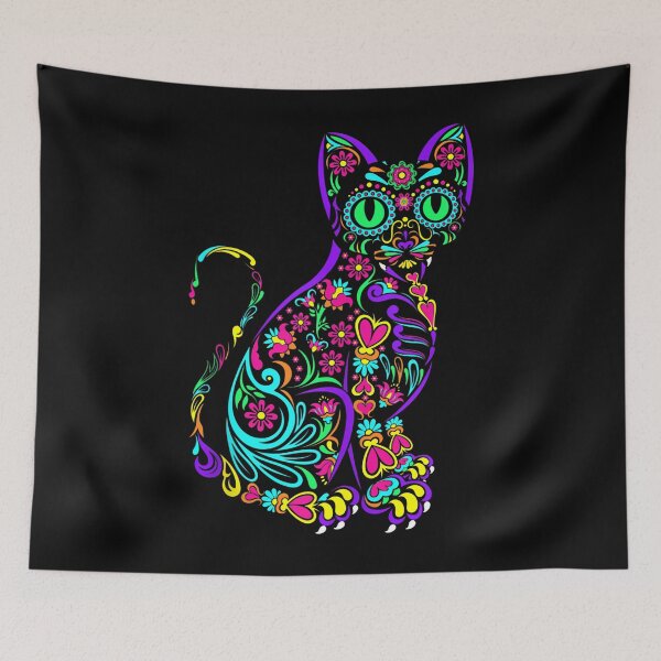 Item preview, Cat Kitty Kitten Paws Sugar Skull Calavera Halloween Gato designed and sold by TyrelKoch.
