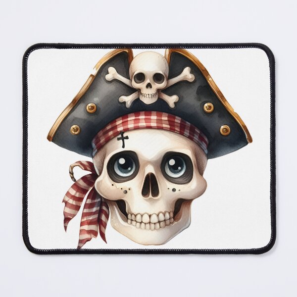Item preview, Cute Pirate Skull Clipart – Adorable Cartoon Skeleton with Pirate Hat designed and sold by LunaPixelStudio.
