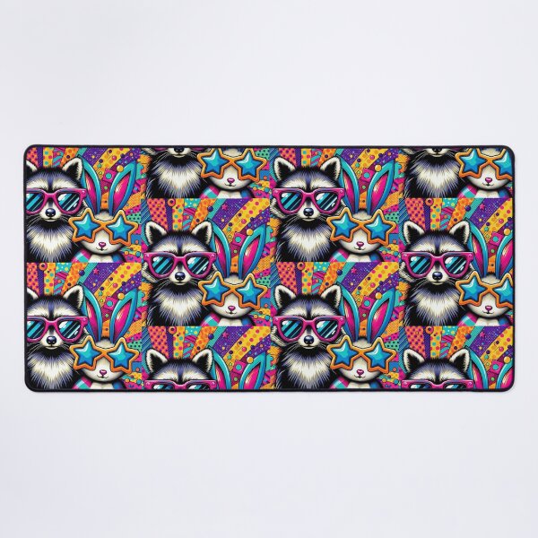 Item preview, Neon Raccoon & Bunny Duo – Colorful Pop Art Design designed and sold by Dogandesighn.