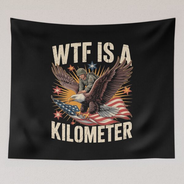 Item preview, WTF Is A Kilometer Funny George Washington Riding Eagle  designed and sold by RoyTill0Art.