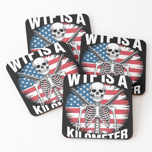 Item preview, WTF Is A Kilometer Funny Skeleton Funny Cringey USA Flag  designed and sold by RoyTill0Art.