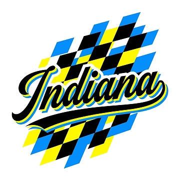 Artwork thumbnail, Indiana Racing Checkered Retro Script Typography Speed Track Design by CreativeHymms