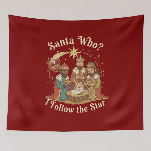 Item preview, 3 Kings Christmas Humor Shirt for Christians – Santa Who? I Follow the Star T-Shirt designed and sold by Blessed-Thread.