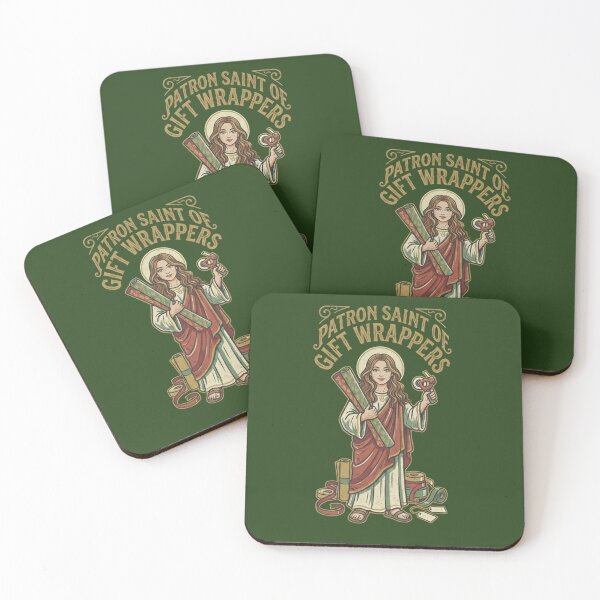 Item preview, Christmas humor shirt for Catholic moms - Patron Saint of Gift Wrappers T-Shirt designed and sold by Blessed-Thread.