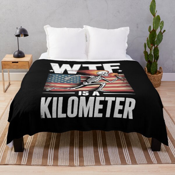 Item preview, WTF Is A Kilometer Skeleton American Flag Gun Lover  designed and sold by RoyTill0Art.