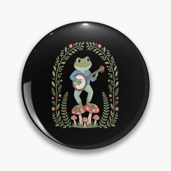 Item preview, Cottagecore Aesthetic Frog Playing Banjo on Mushroom Cute designed and sold by Rrettgison.