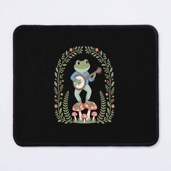 Item preview, Cottagecore Aesthetic Frog Playing Banjo on Mushroom Cute designed and sold by Rrettgison.