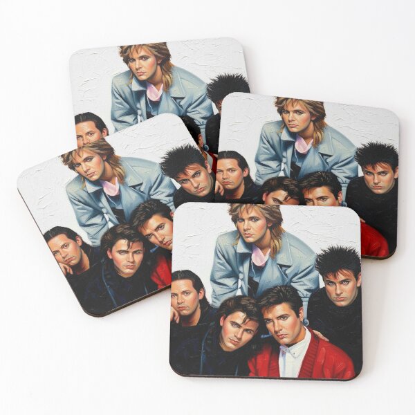 Item preview, 80s New Wave Pop Band Portrait Art | Pastel Coat Red Cardigan Painting | Vintage Synth Pop designed and sold by Art's Diner.