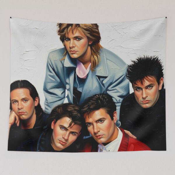Item preview, 80s New Wave Pop Band Portrait Art | Pastel Coat Red Cardigan Painting | Vintage Synth Pop designed and sold by Art's Diner.