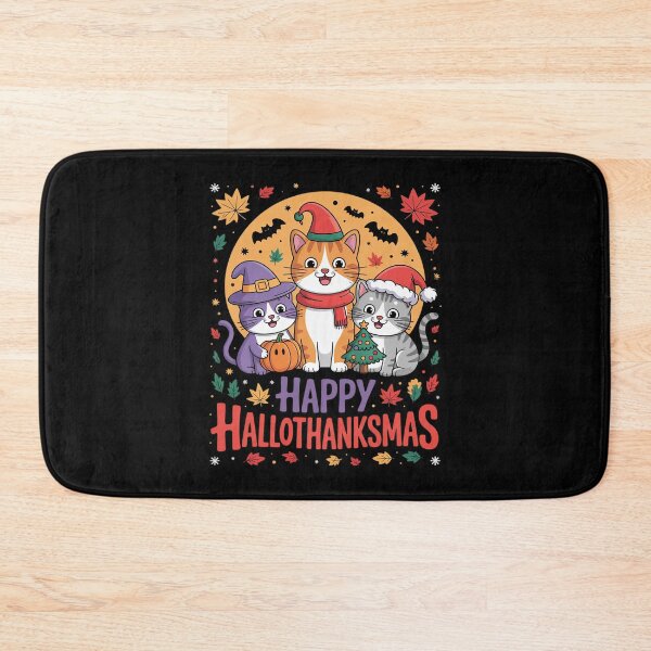 Item preview, Halloween Thanksgiving Christmas Happy HalloThanksMas Cats  designed and sold by RuthGAArt.