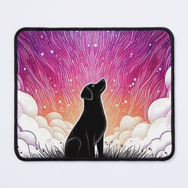 Item preview, Cosmic Galaxy Dog Under Aurora Sky designed and sold by BigBlueArt.