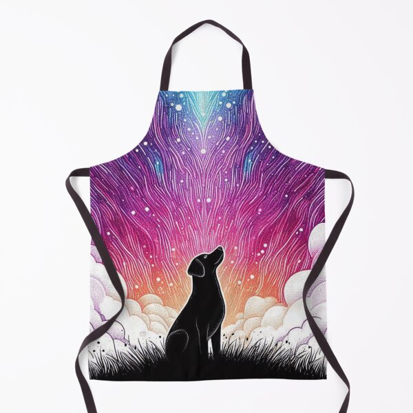 Item preview, Cosmic Galaxy Dog Under Aurora Sky designed and sold by BigBlueArt.