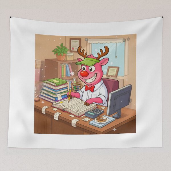 Item preview, Bubble the Pink Reindeer – The Accountant Who Counts More Than Cookies designed and sold by GlobalBoom.