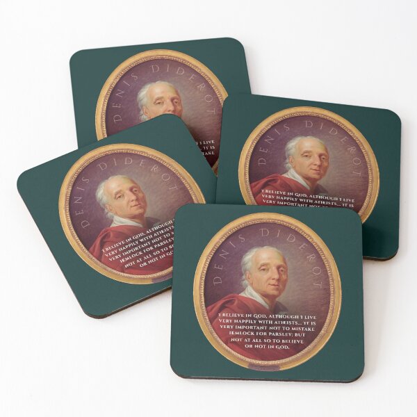 Item preview, Denis Diderot quote: I believe in God, although I live very happily with atheists... It is very important not to mistake hemlock for parsley; but not at all so to believe or not in God. designed and sold by artbleed.
