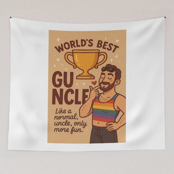 Item preview, World's Best Guncle Trophy Card designed and sold by Aryabek.