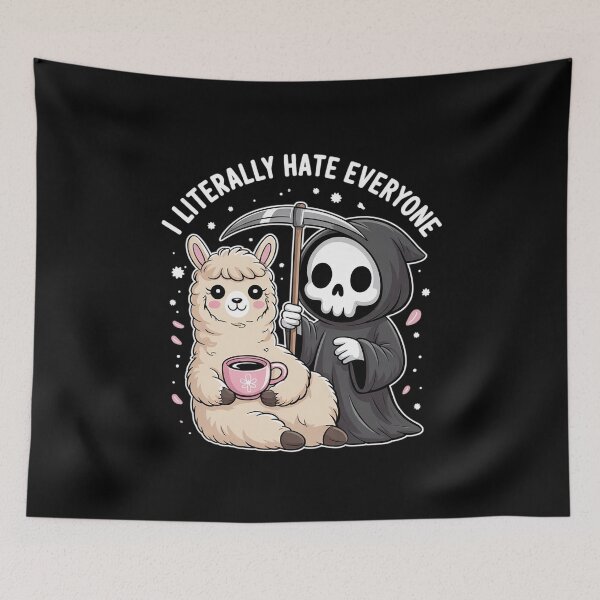 Item preview, I Literally Hate Everyone Funny Kawaii Llama Grip Reaper  designed and sold by RuthGAArt.