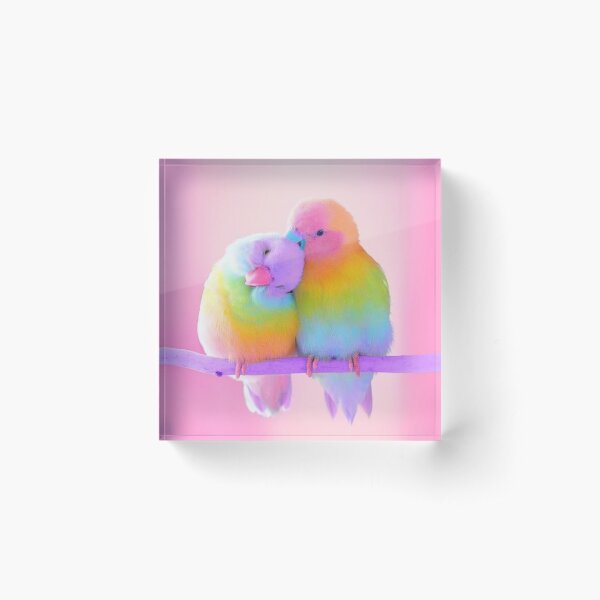 Bird - Rainbow Acrylic Block