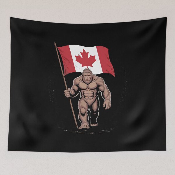 Artikelvorschau, Bigfoot mit kanadischer Flagge – Lustiger Kanada-Tag – Stolzer Kanadier entworfen und verkauft von milanforbes.