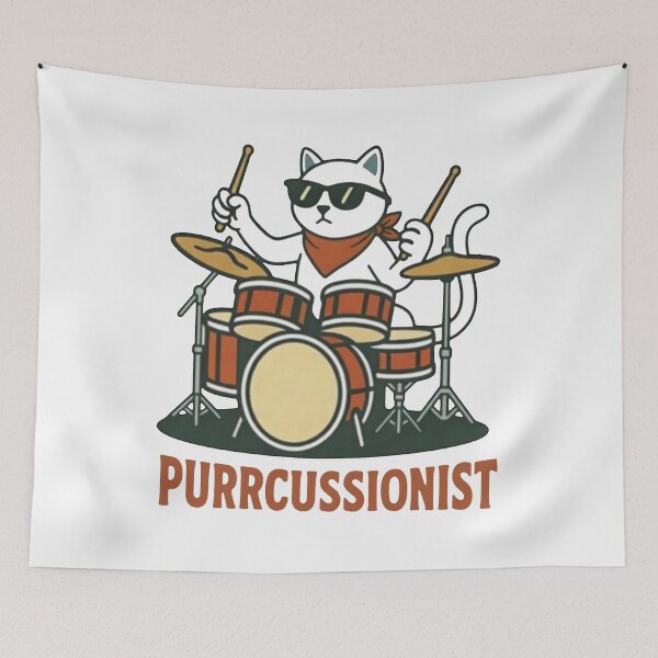 Item preview, Cat Drummer Funny Musician Pun Purrcussionist Gift for Cat Lovers designed and sold by MissEvanBailey.