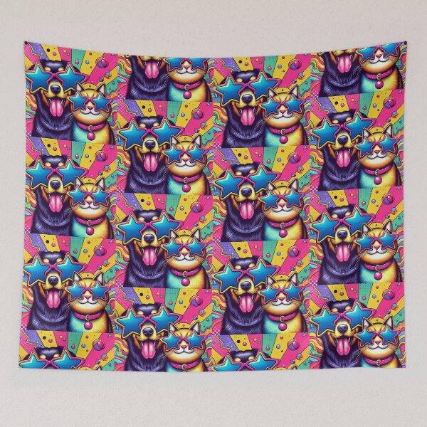 Item preview, Vibrant Dog and Cat Pop Art – Rainbow Star Shades designed and sold by Dogandesighn.