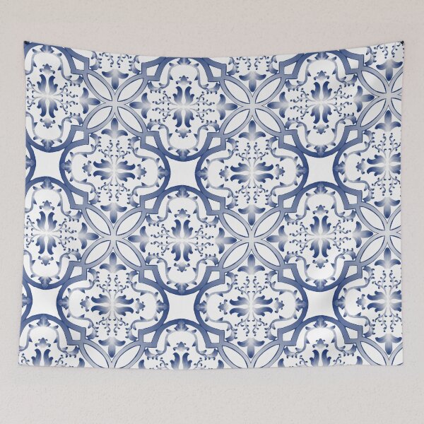 Item preview, Indigo Ornamental Floral Tile Seamless Pattern with Classic Symmetry designed and sold by SGStudio_Thailand.