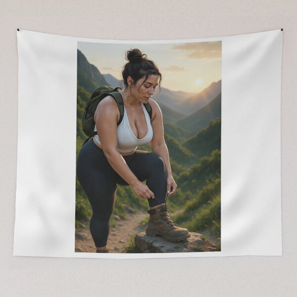 Artikelvorschau, Elena x Bergpass Sonnenuntergang Wanderin passt Stiefel an entworfen und verkauft von CathryneDelamort.