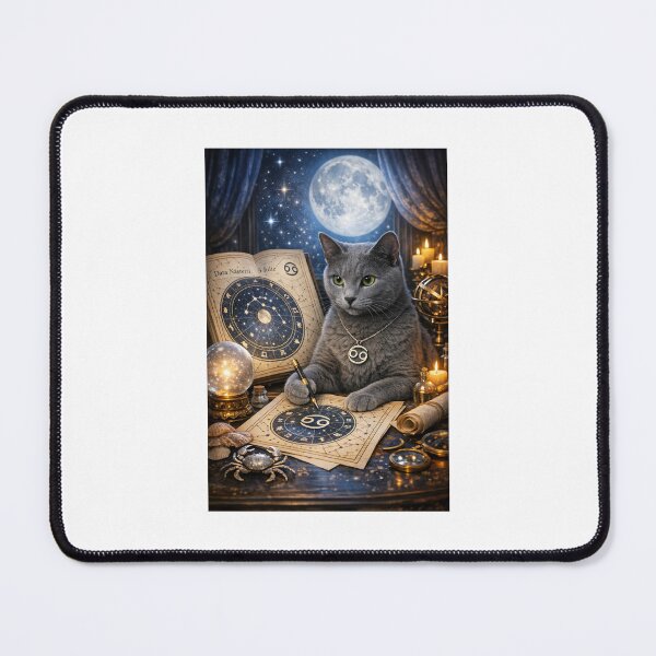 Item preview, Cancer Zodiac Cat Astrology – Luxurious Russian Blue Cosmic Reading designed and sold by LovelyCatGalaxy.