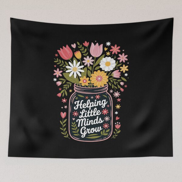 Item preview, Back To school Helping Little Minds Grow Cute Floral Teacher designed and sold by RsFilsingerArt.