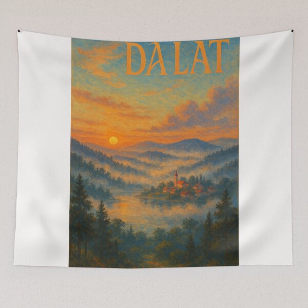 Item preview, Sunrise over Da Lat Lakes and Pine Forests, Vietnam designed and sold by Places On Earth.