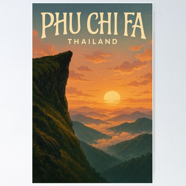 Item preview,  Golden Sunset at Phu Chi Fa – Chiang Rai’s Majestic Mountain Lookout designed and sold by Places On Earth.