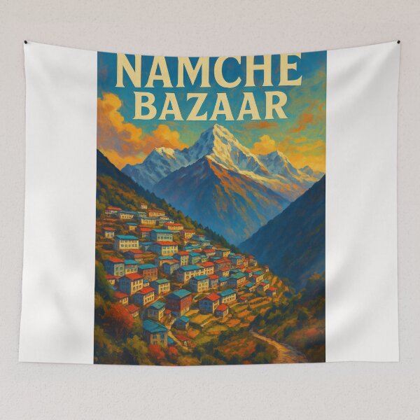 Item preview, Colorful Namche Bazaar Nestled in the Himalayas – Gateway to Everest designed and sold by Places On Earth.